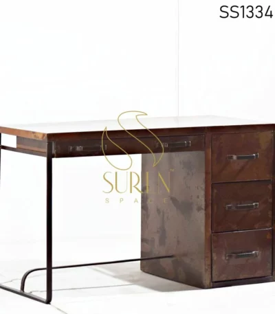 Rustic Finish Industrial Study Table Design