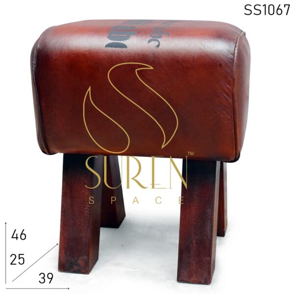 SS1067 SUREN SPACE Indian Handcrafted Pure Leather Stool