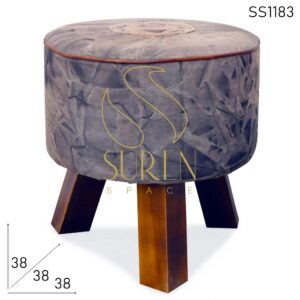 SS1183 SUREN SPACE Upcycled Stoff Runde Form Pouf Hocker