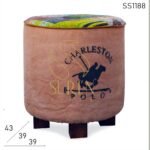 SS1188 SUREN SPACE Round Printed Canvas Gudri Fabric Stool