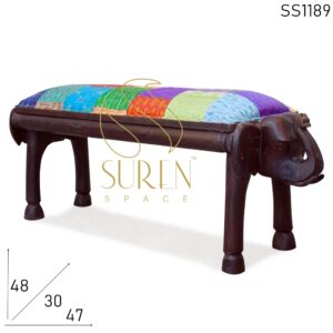 SS1189 SUREN SPACE Hand Crafted Traditional Fabric Pouf Stool