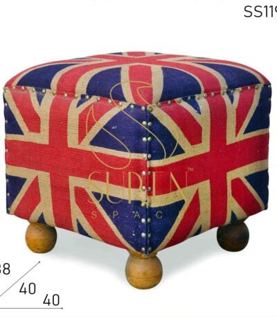 Flag Design Jute Fabric Handcrafted Pouf Design