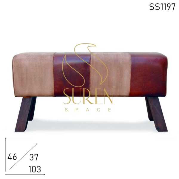SS1197 SUREN SPACE Leather Canvas Designer Long Stool