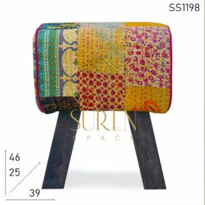 SS1198 SUREN SPACE Indian Touch Upholstered Pouf Design