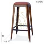 Rustic Industrial Design Leather Seat Bar Pub Stool