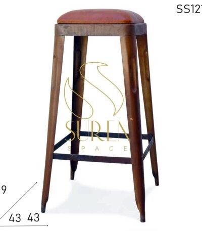 Rustic Industrial Design Leather Seat Bar Pub Stool