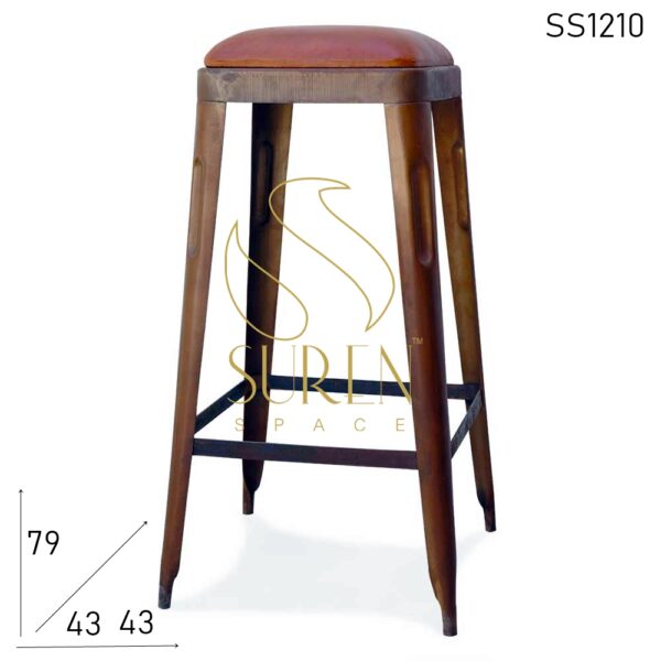 SS1210 Rustic Industrial Design Leather Seat Bar Pub Stool
