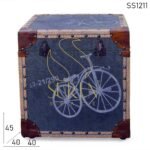 Rustic Printed Storage Box Cum Stool