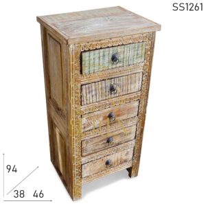 SS1261 Suren Space Distress Carved Reclaimed Pattern Chest of Drawers