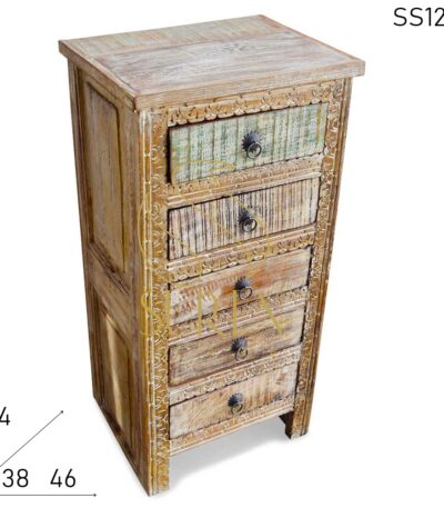 Distress Carved Reclaimed Pattern Chest of Drawers