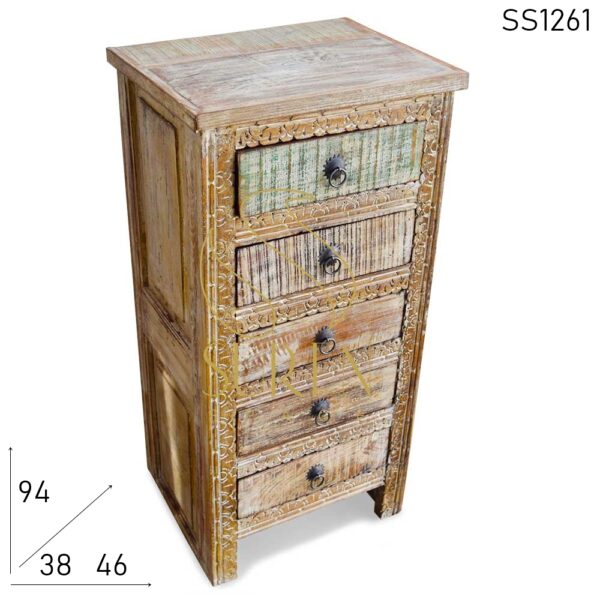 Distress Carved Reclaimed Pattern Chest of Drawers