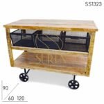 Mango Ruff Design Iron Basket Industrial Cart