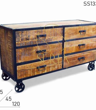 Mango Ruff Wood Industrial Design Drawer Chest