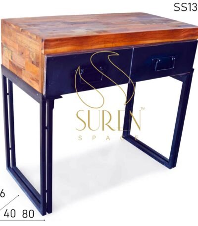 Two Drawer Industrial Reclaimed Wood Console Design