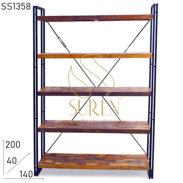 SS1358 Suren Space Industrial Style Reclaimed Wood Bookcase