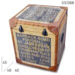 Canvas Leather Printed Storage Box Cum Stool