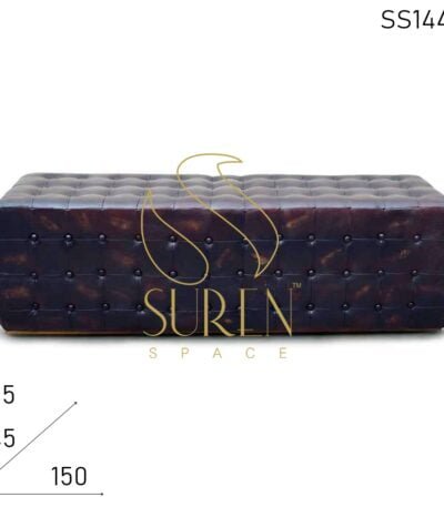 Tufted Distress Leather Long Pouf Bench Design