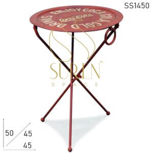 Hand Painted Retro Style Folding Metal Center Table