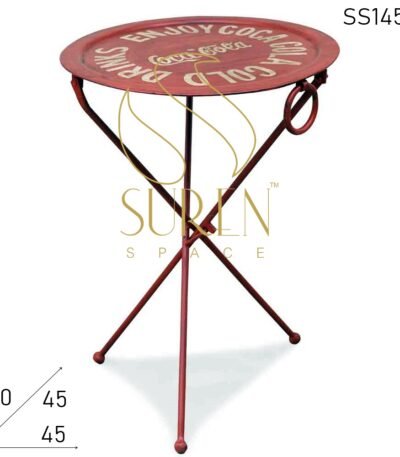 Hand Painted Retro Style Folding Metal Center Table