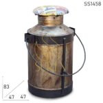 Old Look Printed Canvas Seat Unique Bar Stool