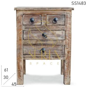 Distress Finish Four Drawers Side Table