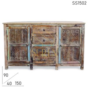 SS1502 Suren Space Hand Carved Reclaimed Wood Four Drawer Sideboard