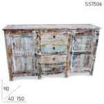 Distress Finish Carved Design Handmade Sideboard Design