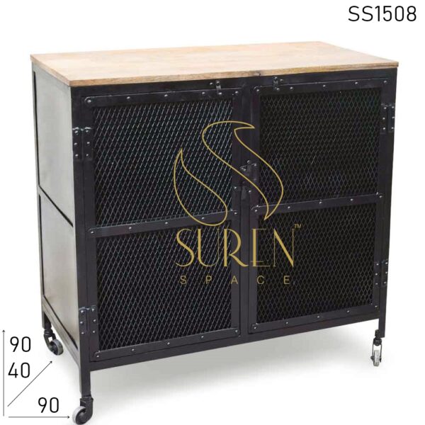 SS1508 Suren Space Black Finish Jali Metal Industrial Cabinet