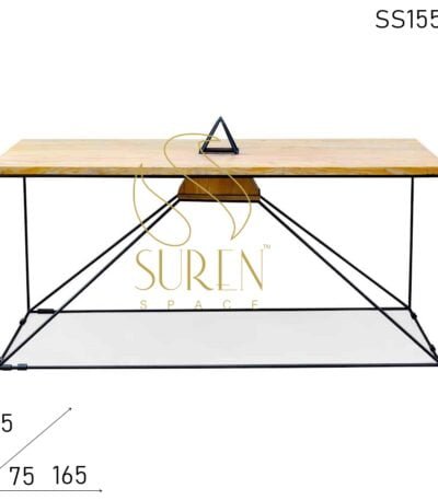 Light Weight Metal Pine Wood Dining Table