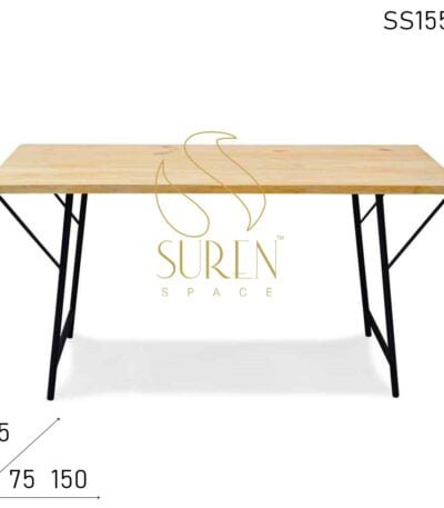 Folding Indian Pine Wood Natural Finish Restaurant Table