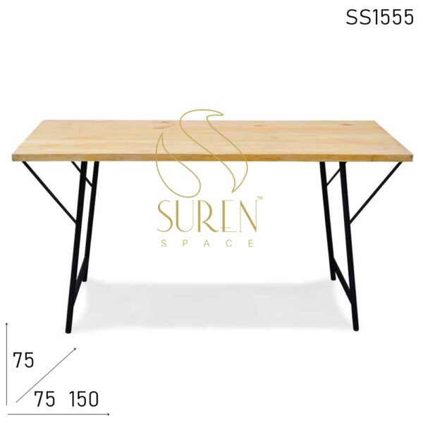 SS1555 Suren Space Folding Indian Pine Wood Natural Finish Restaurant Table