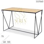 SS1560 Suren Space Minimalistic Iron Base Pine Wood Rectangle Table