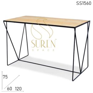 SS1560 Suren Space Minimalistic Iron Base Pine Wood Rectangle Table