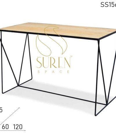 SS1560 Suren Space Minimalistic Iron Base Pine Wood Rectangle Table
