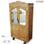 Old Teak Wood Mirror Fitted Antique Look Wardrobe