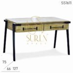 Wood Distress Finish Industrial Study Table