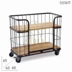 Metal Solid Wood Wheel Base Bookcase