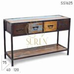 Four Drawer Unique Design Resort Console Table