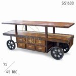 Rustic Finish Casting Wheel Display Cum Trolley
