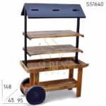 Mango Natural Finish Industrial Display Trolley
