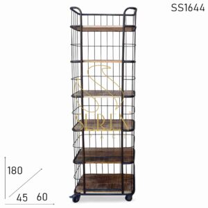 SS1644 Suren Space Indian Industrial Style Open Bookcase Design