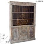 Carved Design Distress Finish Hutch Cabinet