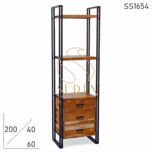SS1654 Сурен пространства Мелиорированные древесины промышленного дизайна три ящика книжный шкаф