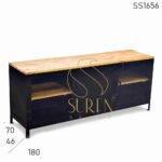 Black Mesh Design Long Entertainment Unit