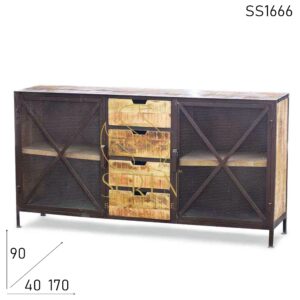 SS1666 Suren Space Rustic Natural Indian Wood Sideboard Design