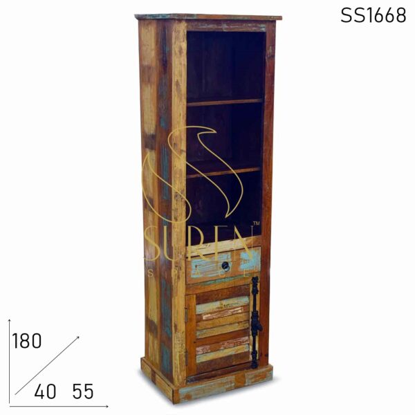 SS1668 Suren Space Reclaimed Industrial Touch Open Close Bookcase