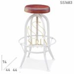 White Metal Leather Seat Revolving Bar Stool
