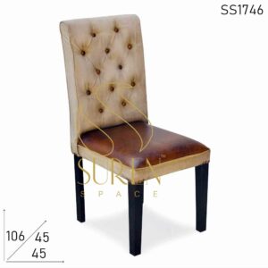 Tufted Leather Canvas Rustic Theme Dining Chair