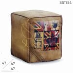 Fiber Filled Vintage Design Ottoman Stool