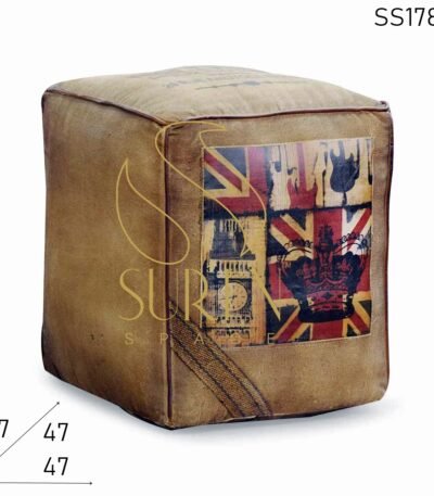 Fiber Filled Vintage Design Ottoman Stool